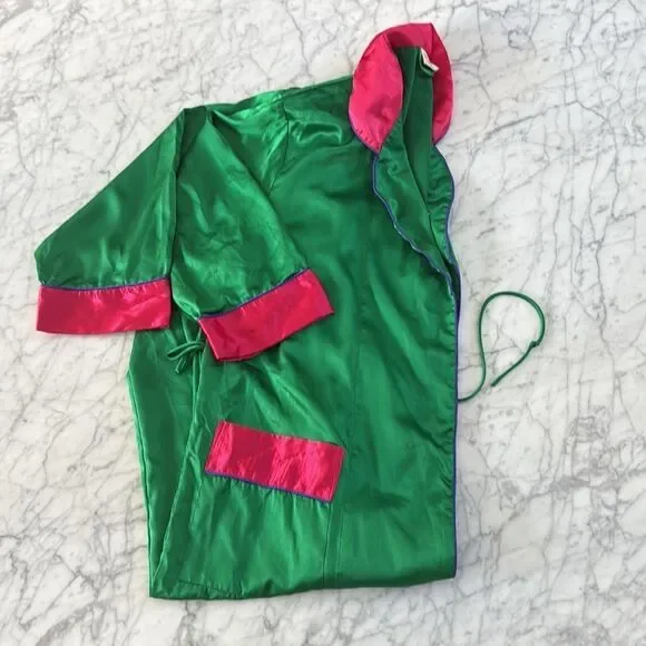 Victoria's Gold Label Vintage Secret Satin Green/Pink Kimono Style Robe Sz Small - Picture 9 of 9